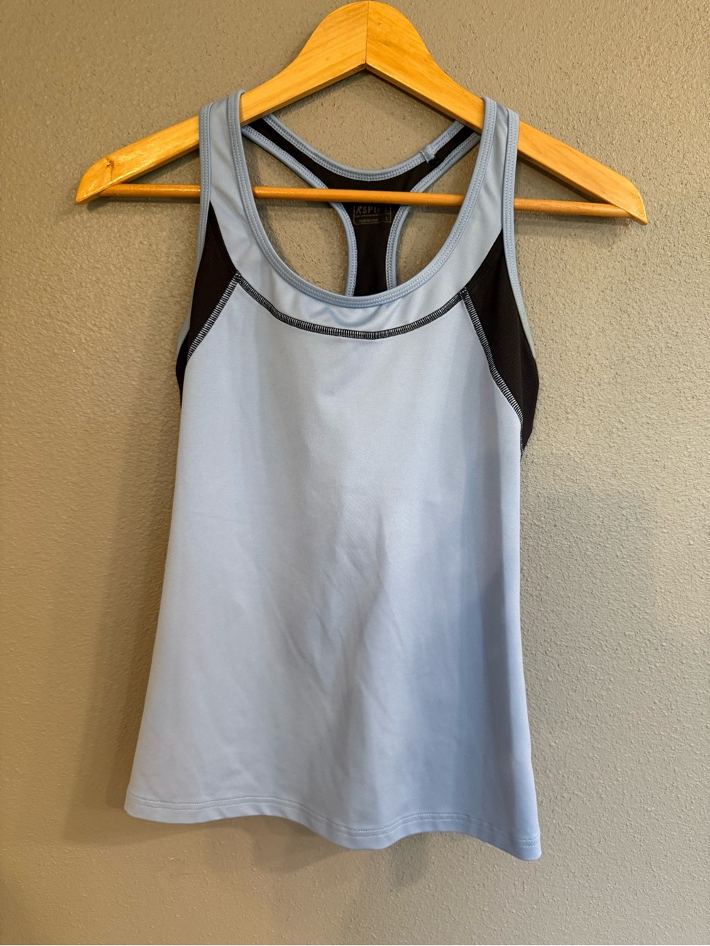 Aspire Light Blue and Black Racerback Active Tank